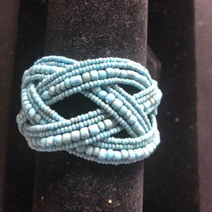 Braided beaded turquoise bangle